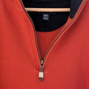 Men's Lands' End 1/4 Zip Pullover Sweater 2XL in Orange